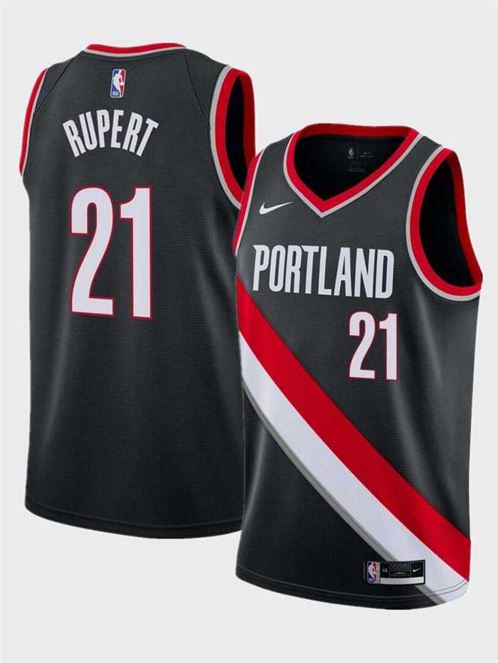 Men%27s Portland Trail Blazers #21 Rayan Rupert Black Icon Edition Stitched Basketball Jersey Dzhi